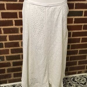 Lauren Eyelet Flare Skirt White Sz 12 Pointy Hem